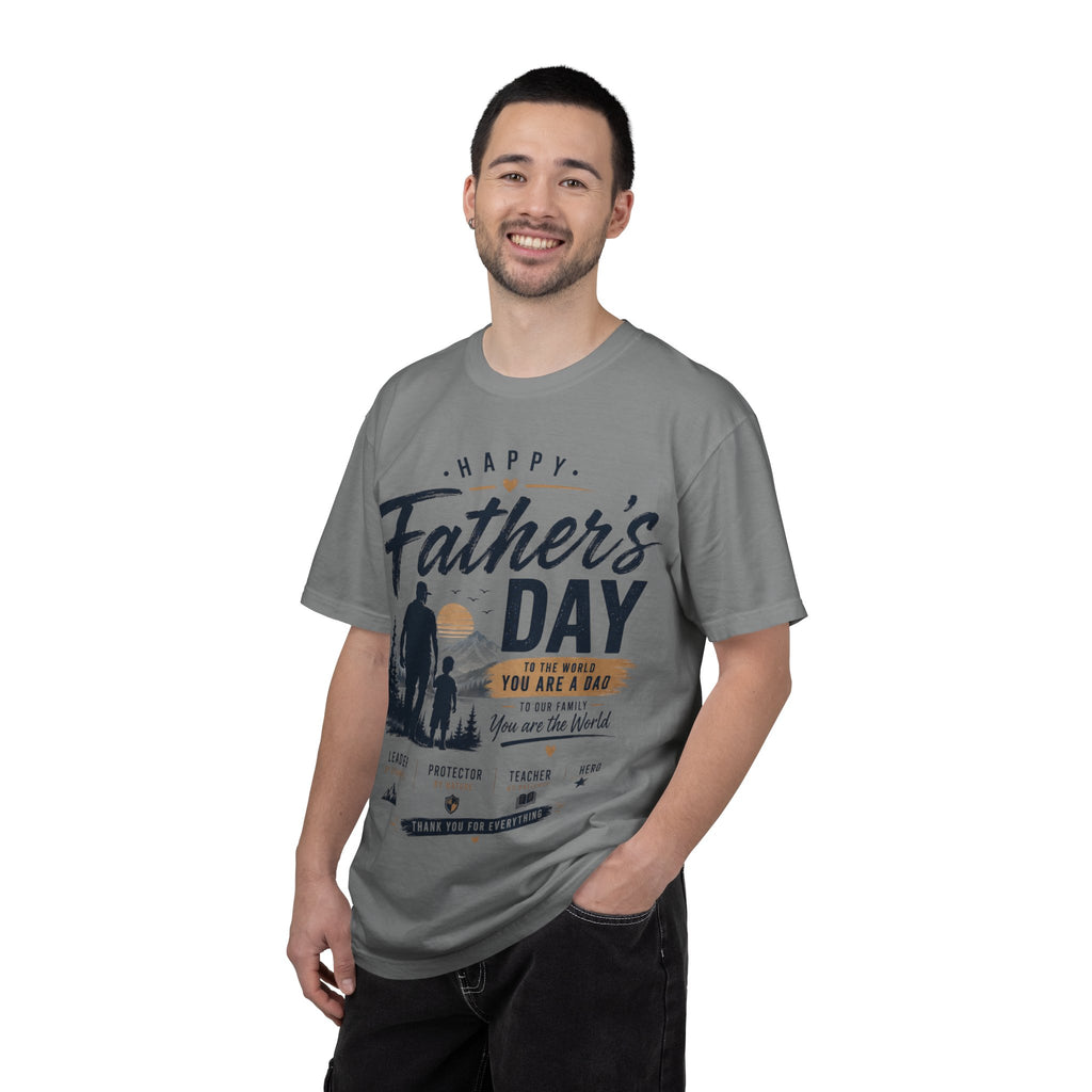 Father's Day T-Shirt — "Happy Father's Day, You Are A Dad, You Are The World" Vintage Dad Tee