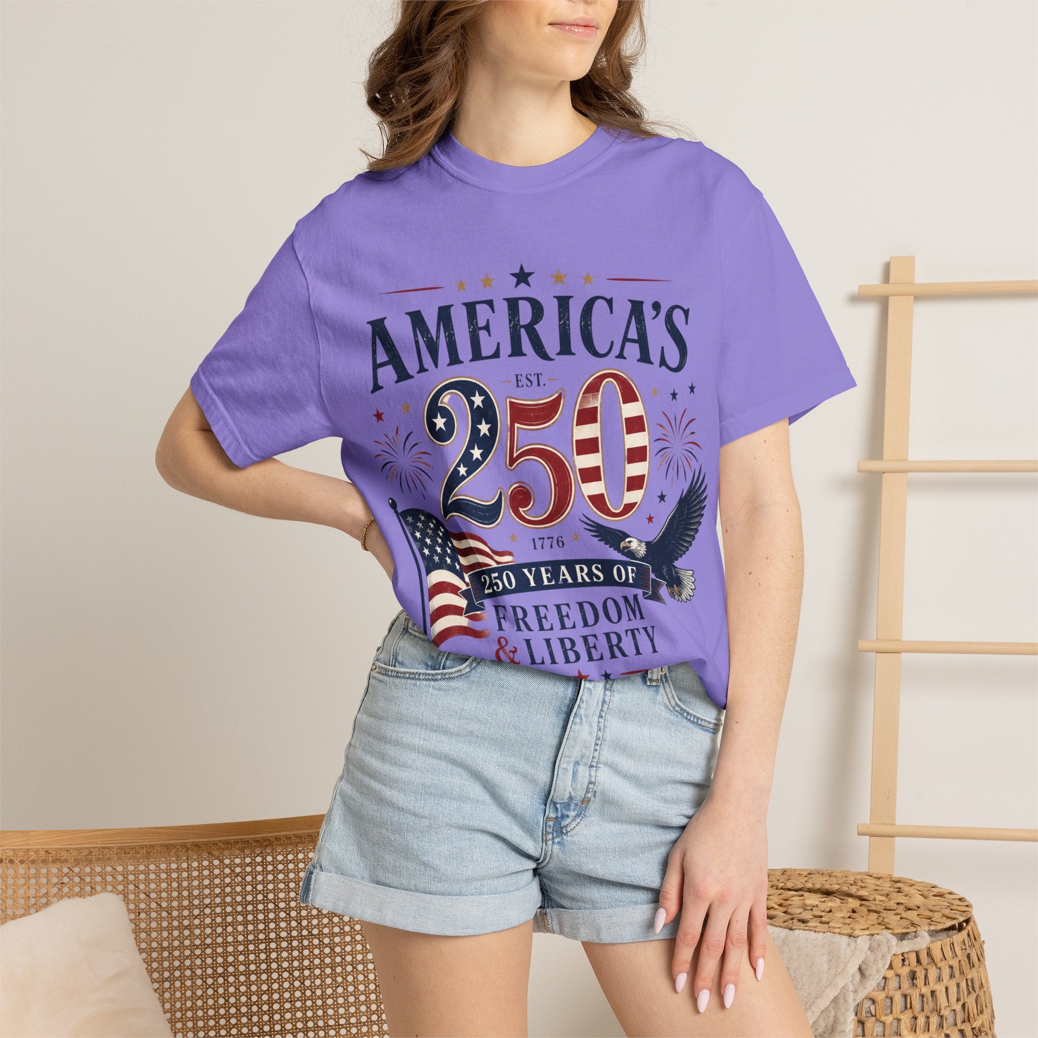 America's 250th Anniversary T-Shirt — '250 Years of Freedom & Liberty' Patriotic Tee