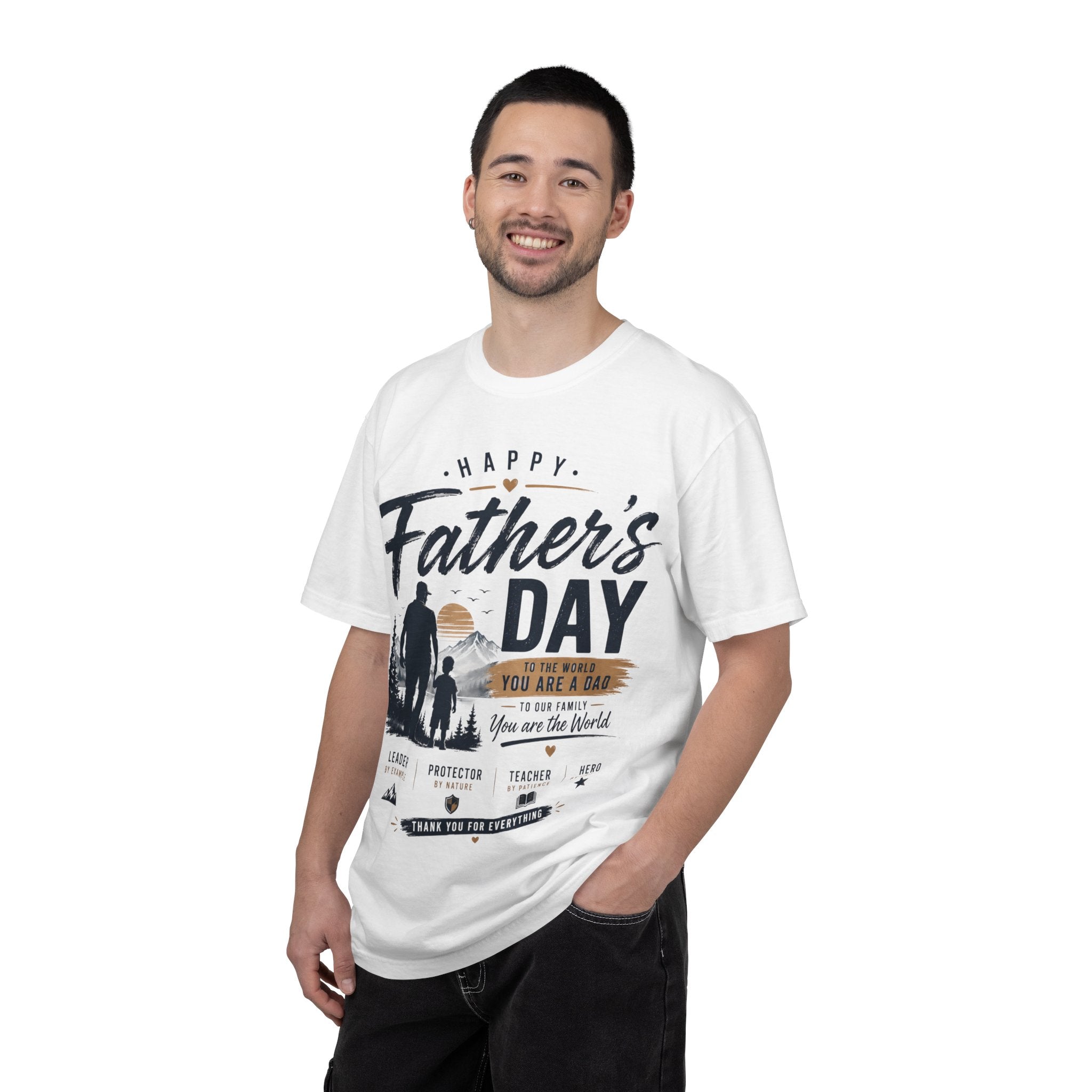 Father's Day T-Shirt — "Happy Father's Day, You Are A Dad, You Are The World" Vintage Dad Tee