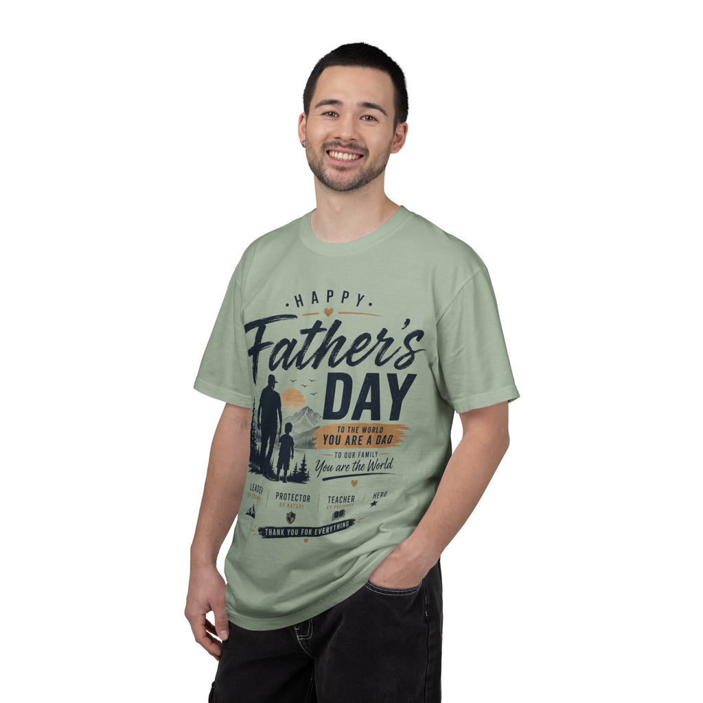 Father's Day T-Shirt — "Happy Father's Day, You Are A Dad, You Are The World" Vintage Dad Tee