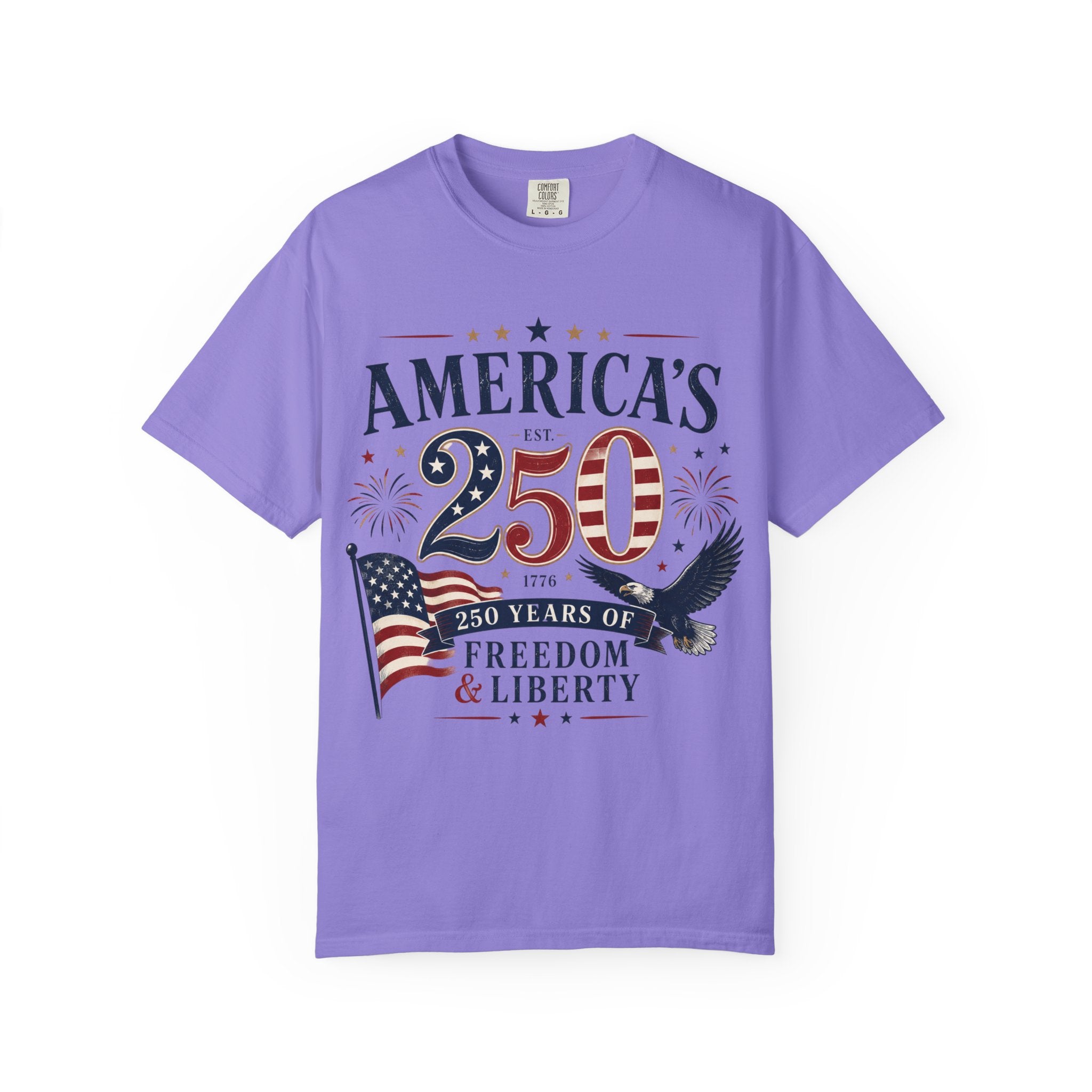 America's 250th Anniversary T-Shirt — '250 Years of Freedom & Liberty' Patriotic Tee