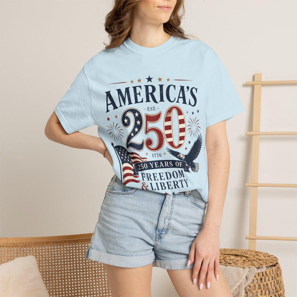 America's 250th Anniversary T-Shirt — '250 Years of Freedom & Liberty' Patriotic Tee