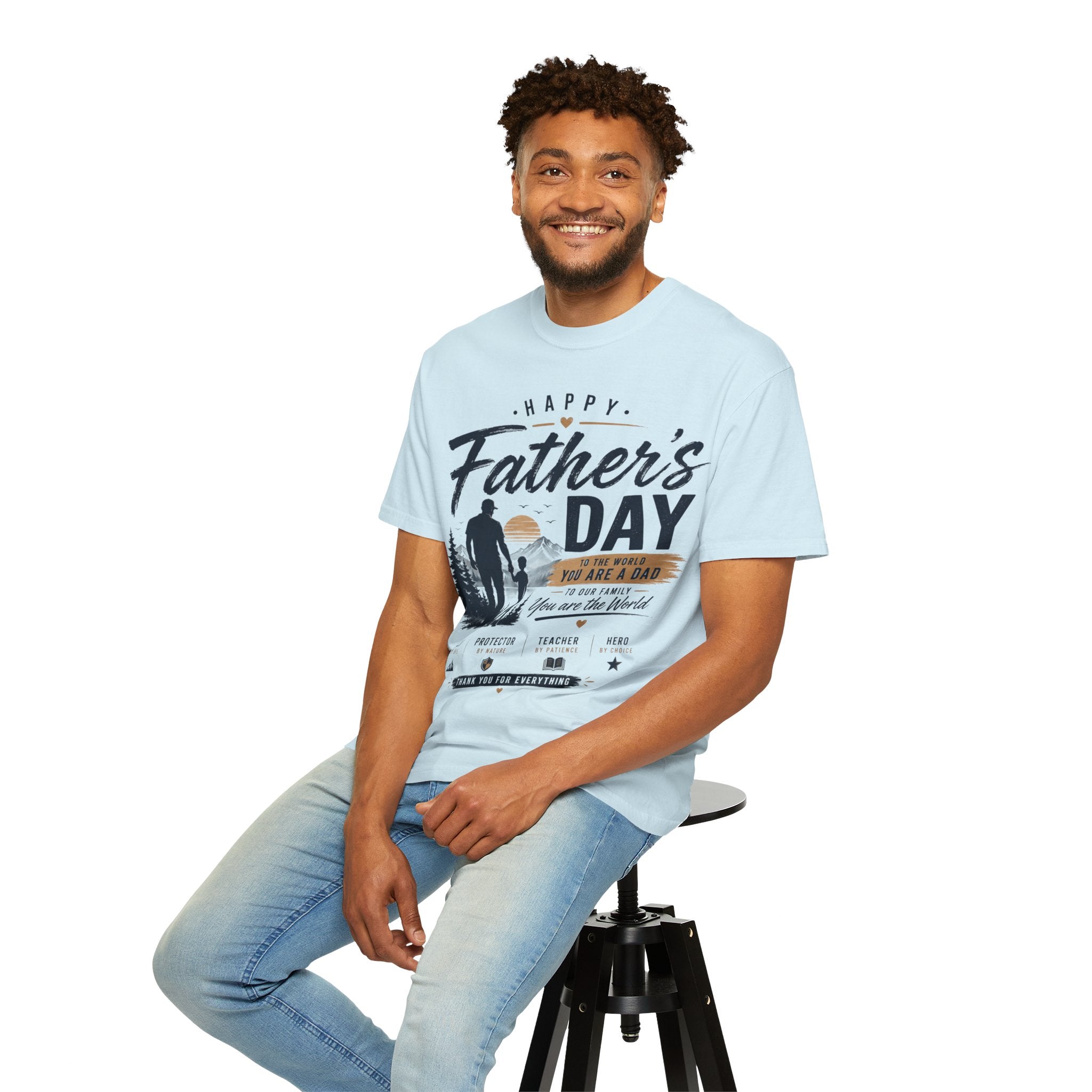 Father's Day T-Shirt — "Happy Father's Day, You Are A Dad, You Are The World" Vintage Dad Tee