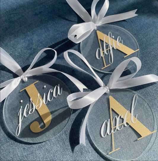 Personalized Acrylic Christmas Ornament – Custom Initial & Name image 1