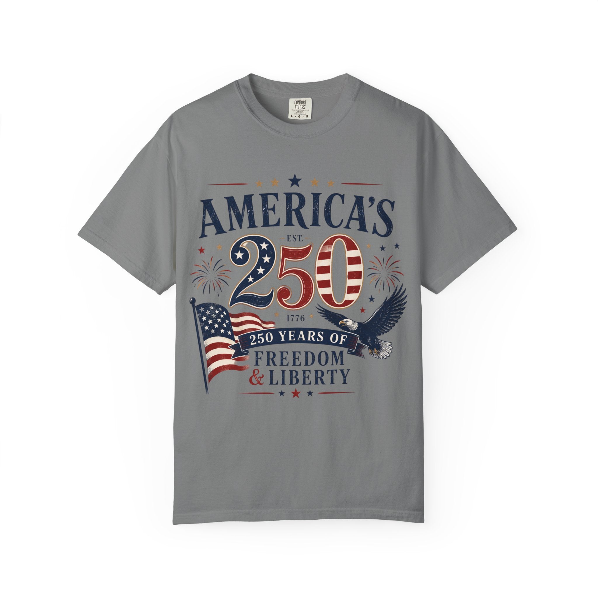 America's 250th Anniversary T-Shirt — '250 Years of Freedom & Liberty' Patriotic Tee