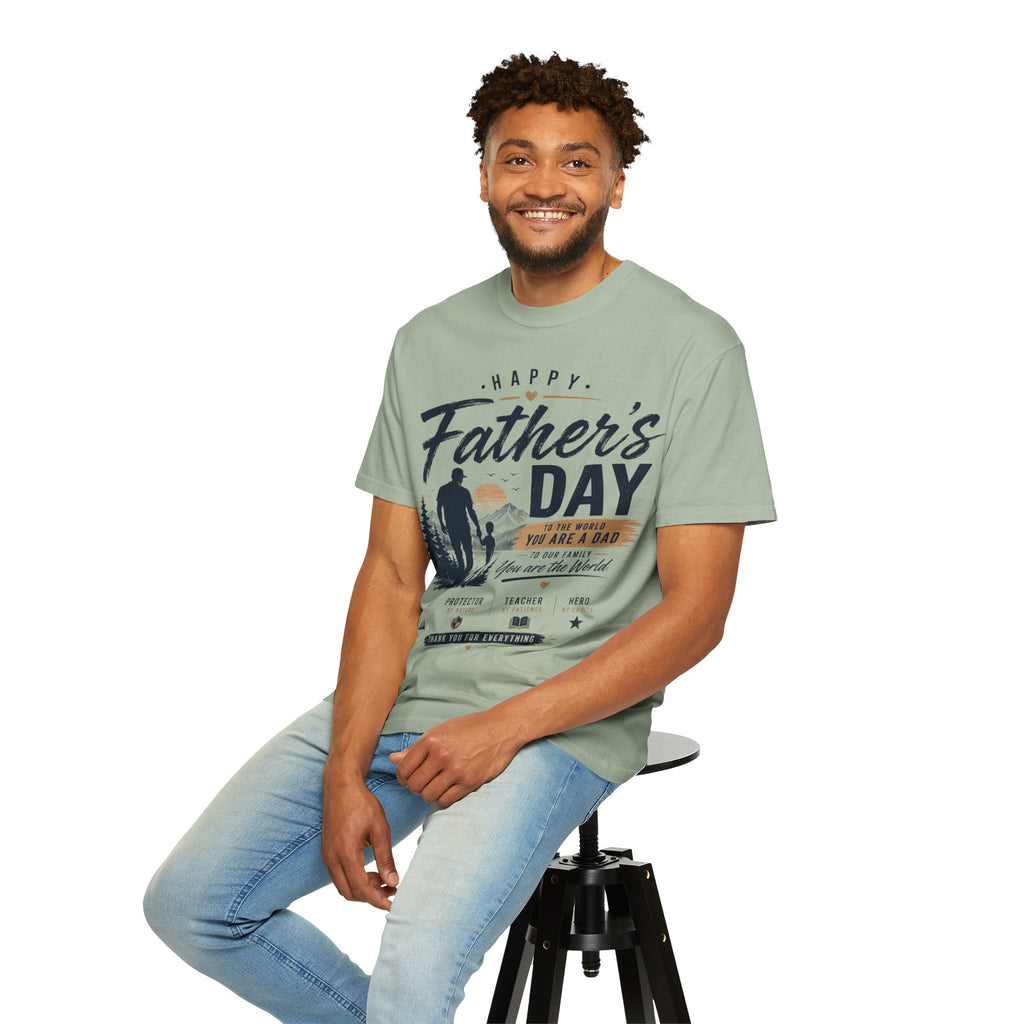Father's Day T-Shirt — "Happy Father's Day, You Are A Dad, You Are The World" Vintage Dad Tee