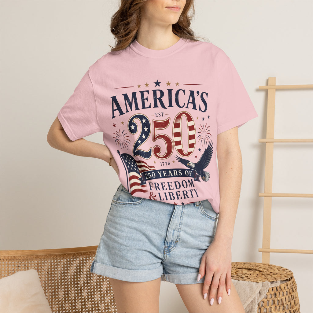 America's 250th Anniversary T-Shirt — '250 Years of Freedom & Liberty' Patriotic Tee