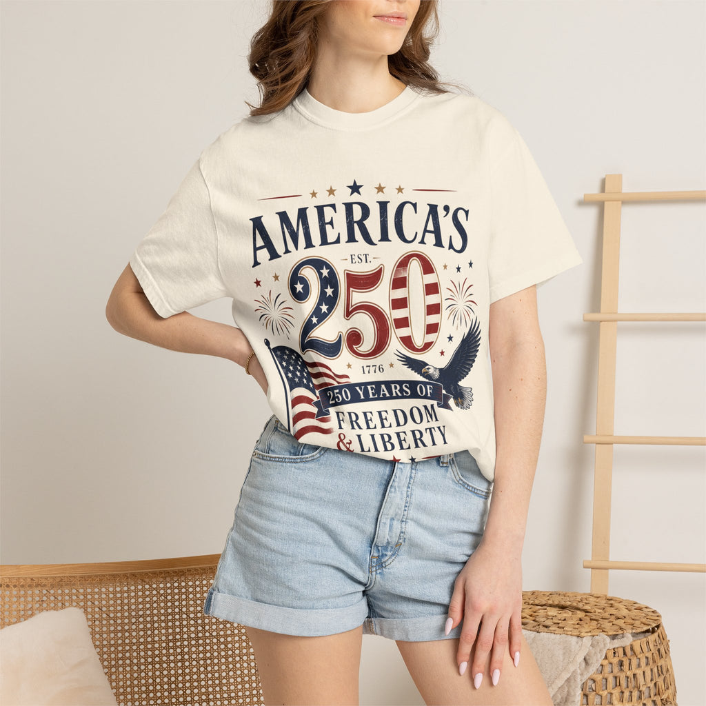 America's 250th Anniversary T-Shirt — '250 Years of Freedom & Liberty' Patriotic Tee