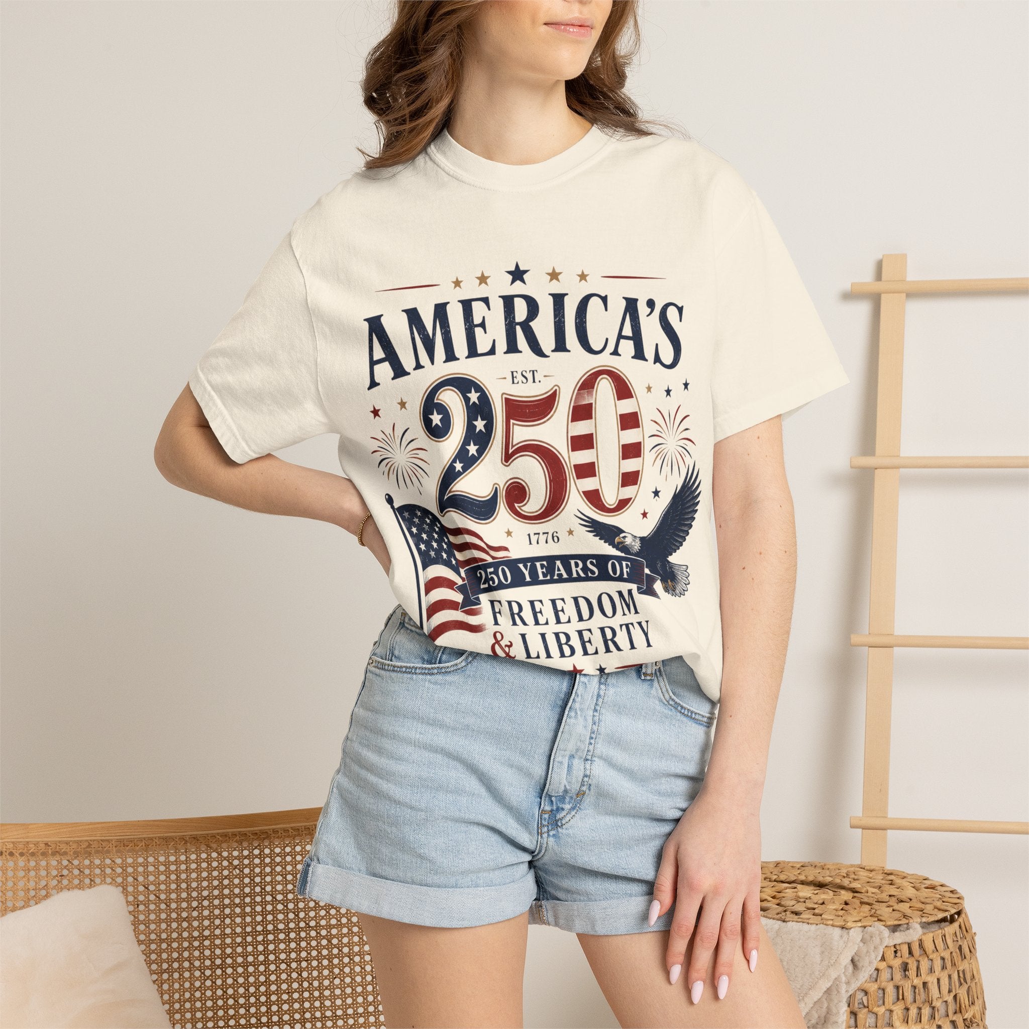 America's 250th Anniversary T-Shirt — '250 Years of Freedom & Liberty' Patriotic Tee