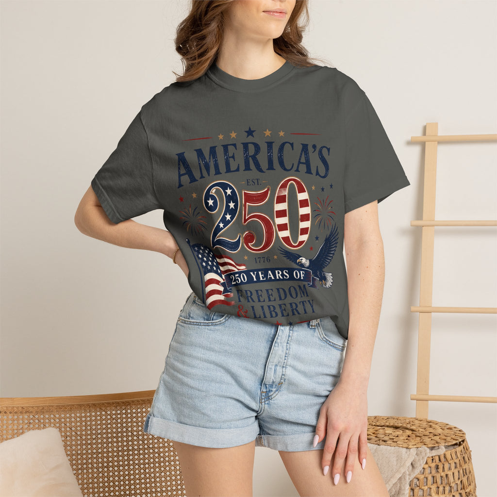 America's 250th Anniversary T-Shirt — '250 Years of Freedom & Liberty' Patriotic Tee