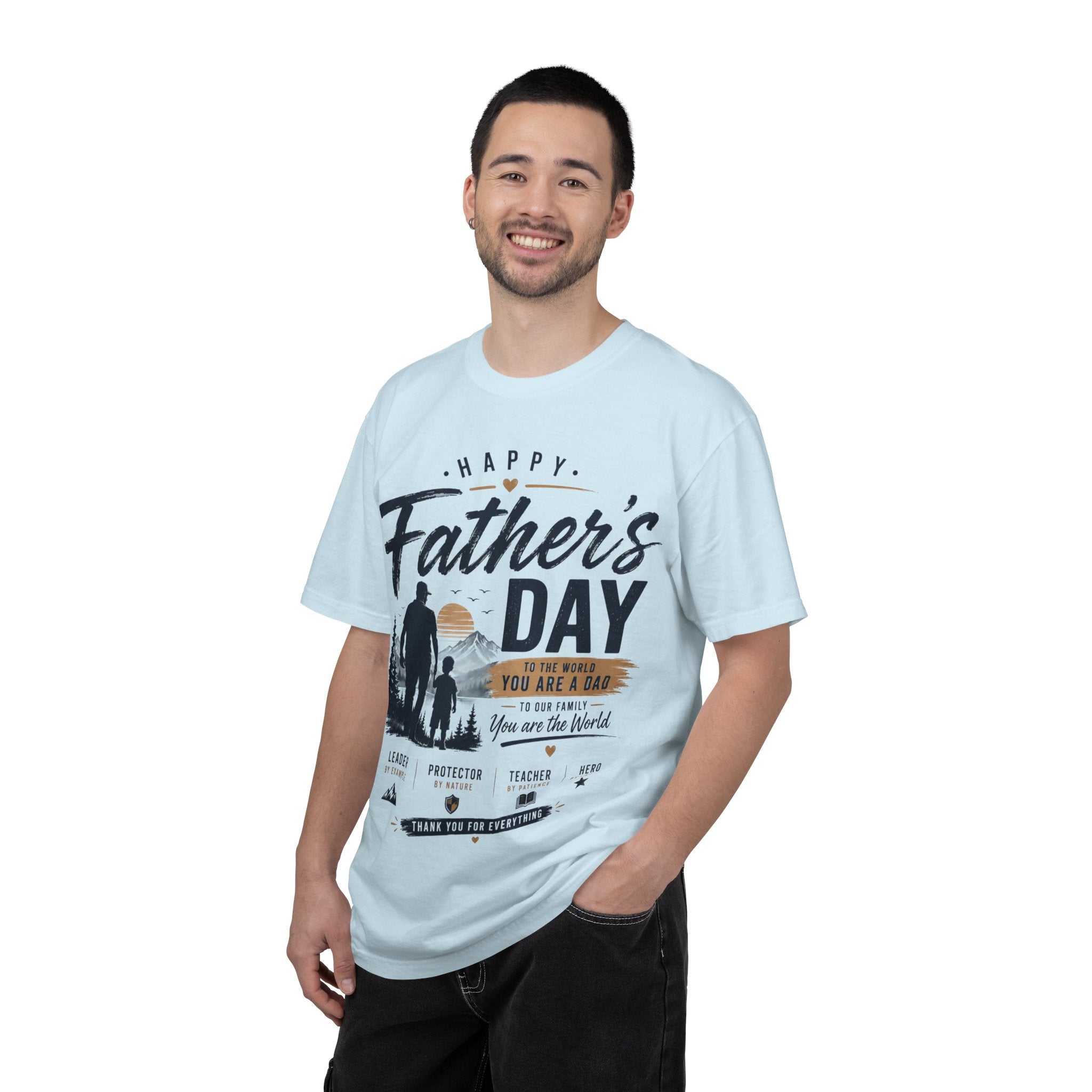 Father's Day T-Shirt — "Happy Father's Day, You Are A Dad, You Are The World" Vintage Dad Tee
