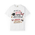 2026 Graduation T-Shirt — "Just a Girl Who Decided" Cap & Diploma Design