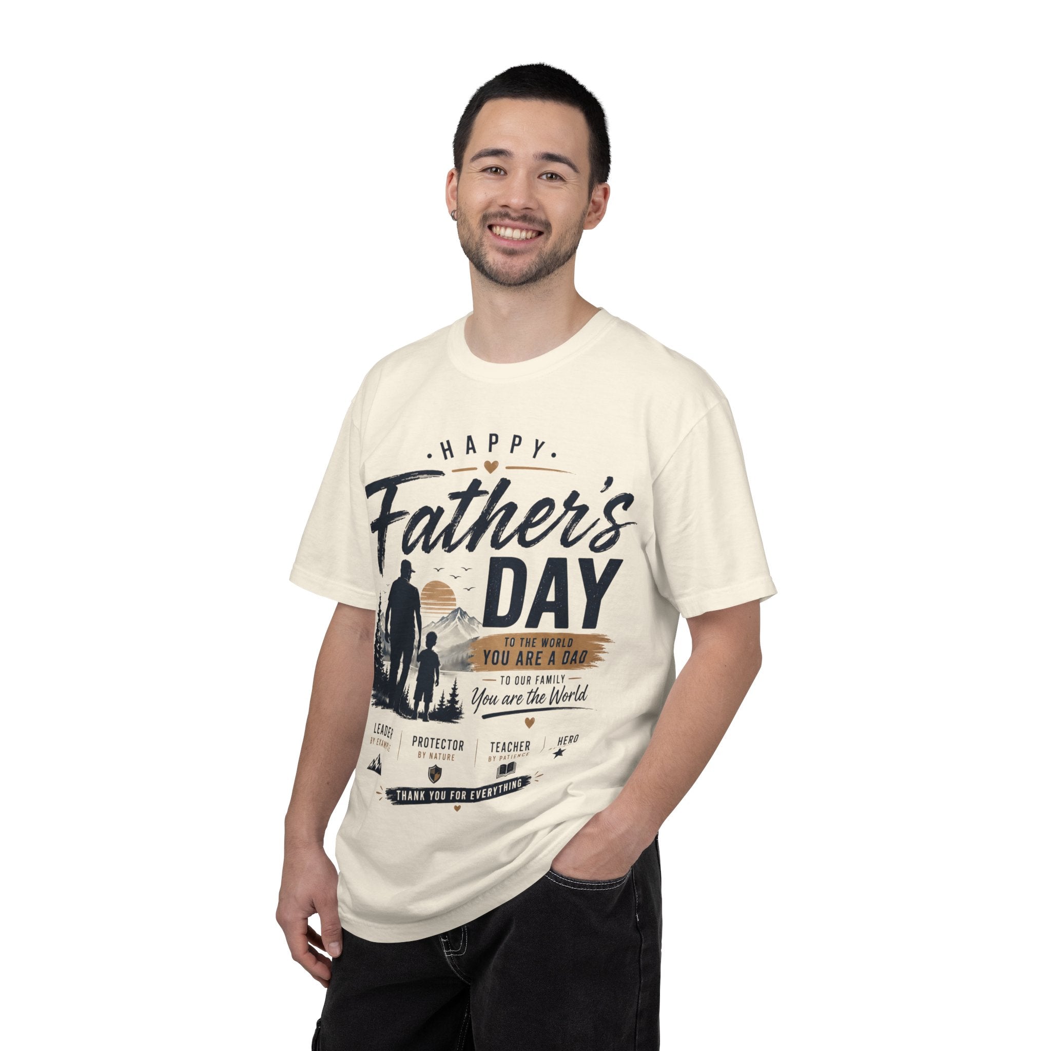 Father's Day T-Shirt — "Happy Father's Day, You Are A Dad, You Are The World" Vintage Dad Tee