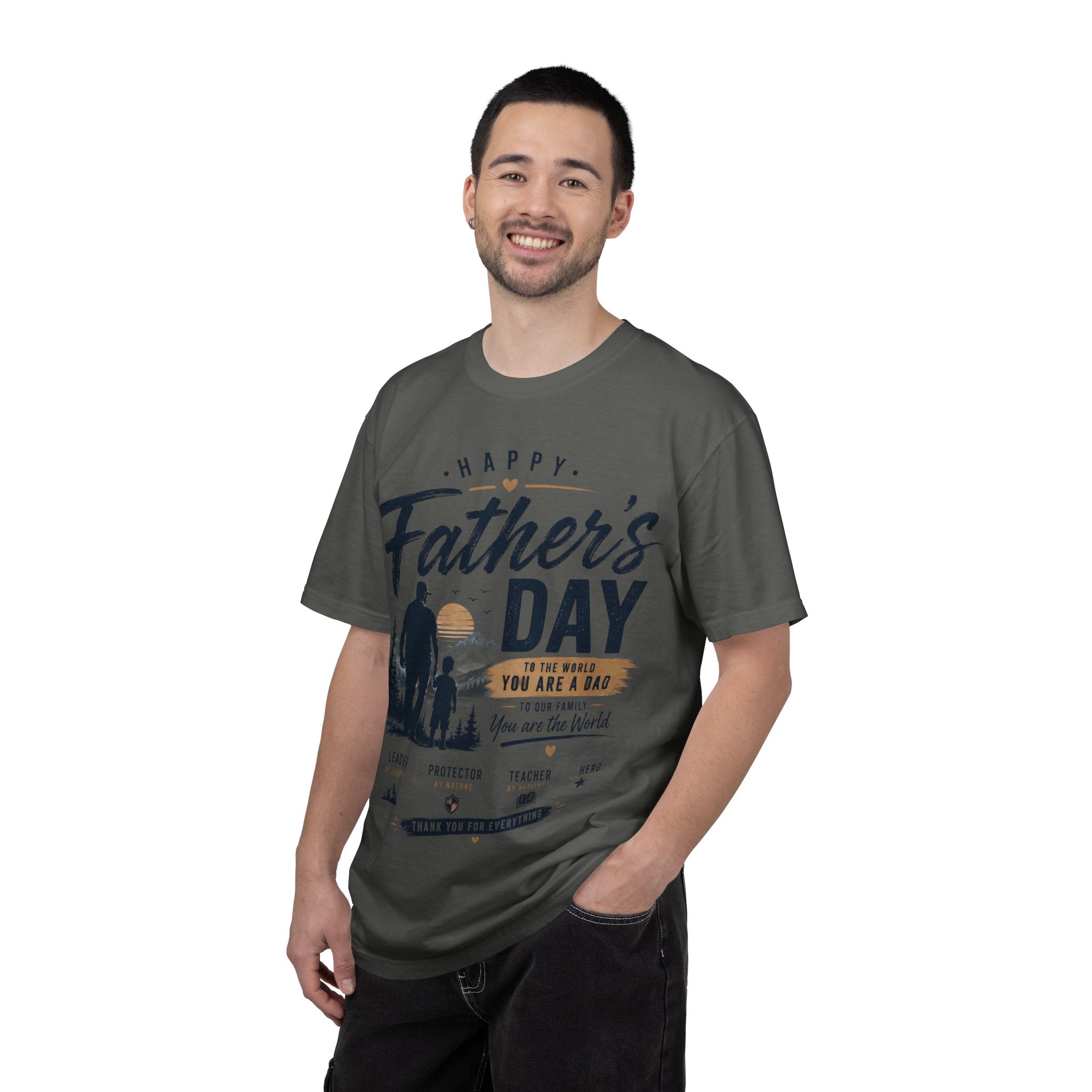 Father's Day T-Shirt — "Happy Father's Day, You Are A Dad, You Are The World" Vintage Dad Tee