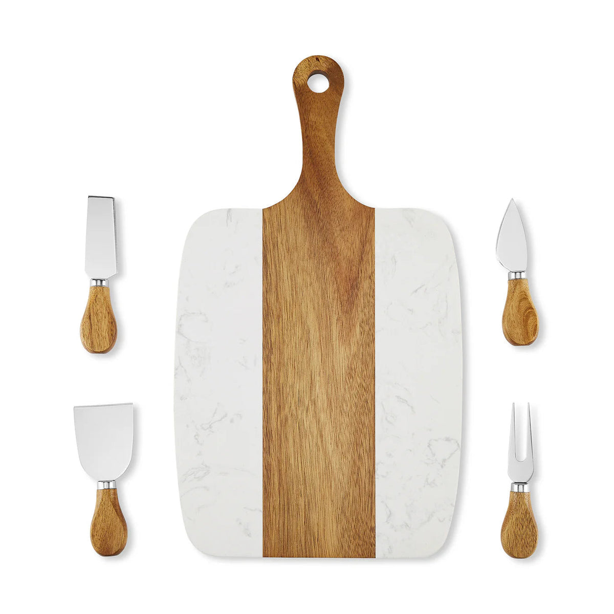 Marble & Acacia Serving Board – 5 Piece Custom Engraved Set image 6