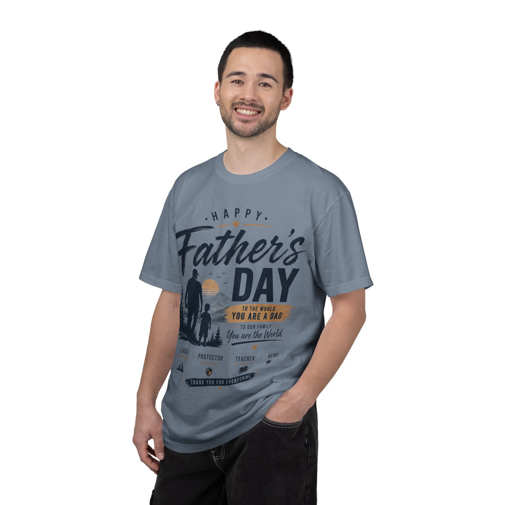 Father's Day T-Shirt — "Happy Father's Day, You Are A Dad, You Are The World" Vintage Dad Tee