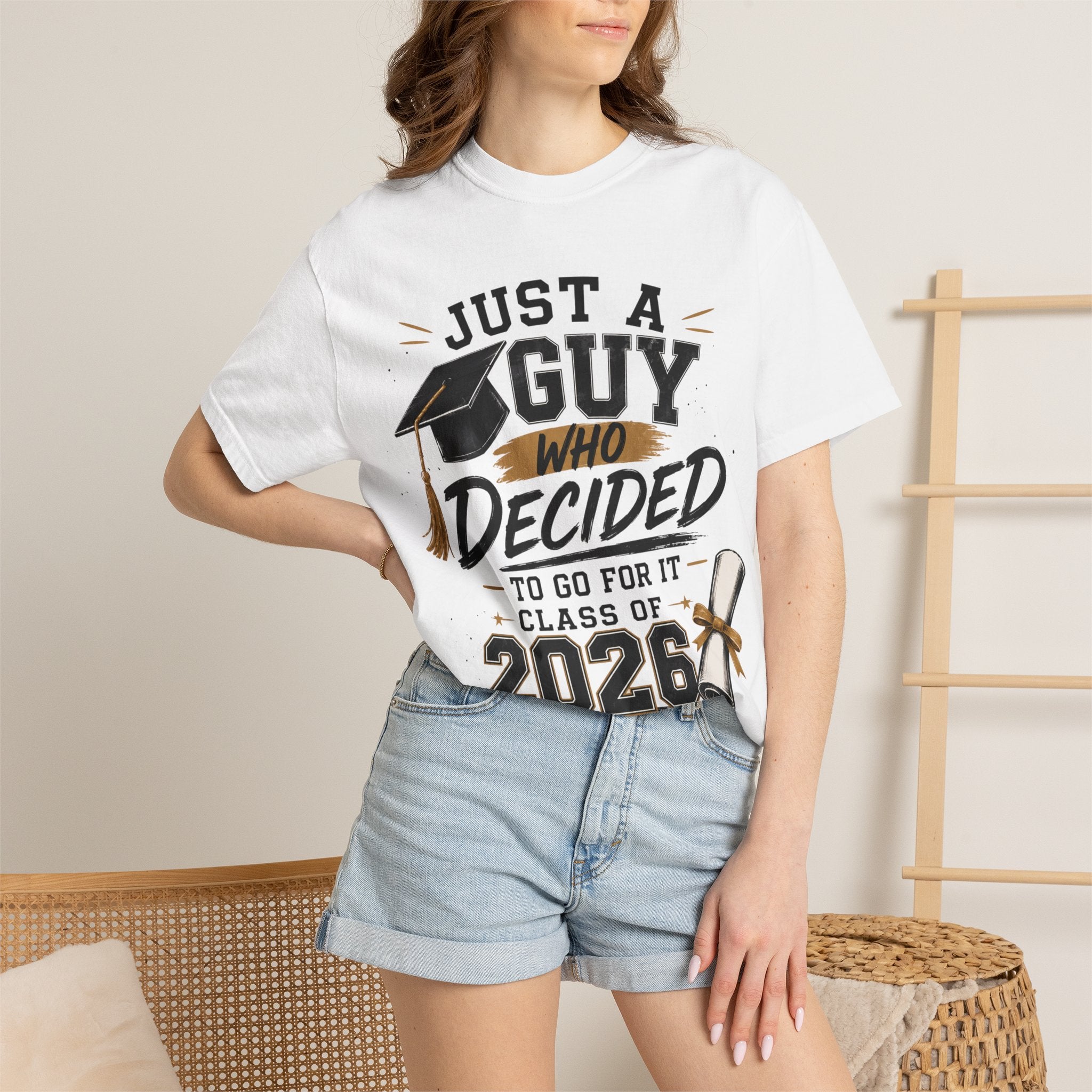Graduation T-Shirt - "Just a Guy Who Decided" Class of 2026 Tee