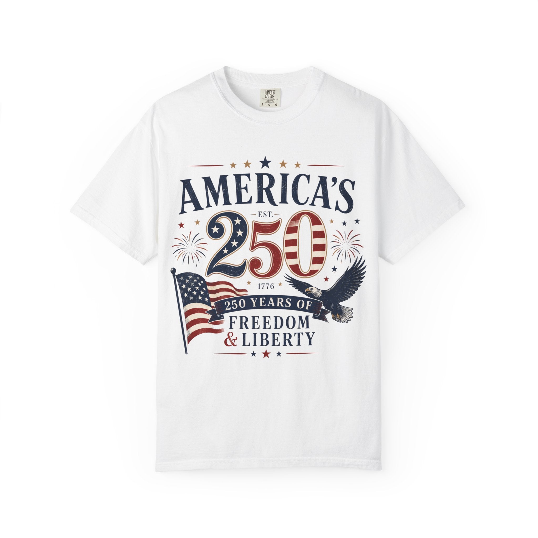 America's 250th Anniversary T-Shirt — '250 Years of Freedom & Liberty' Patriotic Tee