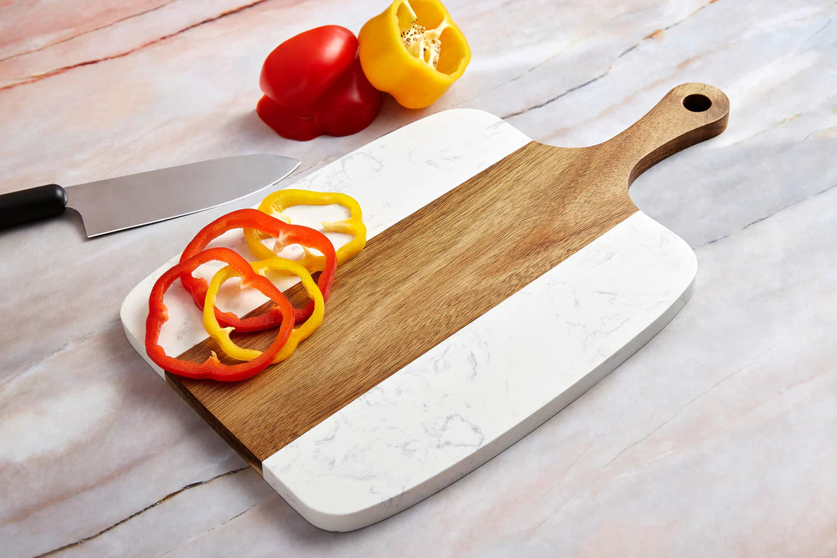 Marble & Acacia Serving Board – 5 Piece Custom Engraved Set image 5